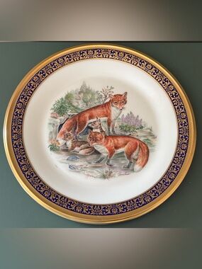 1974 Lenox/Boehm RED FOXES, Woodland Wildlife Limited 24k Decorative Plate EUC
